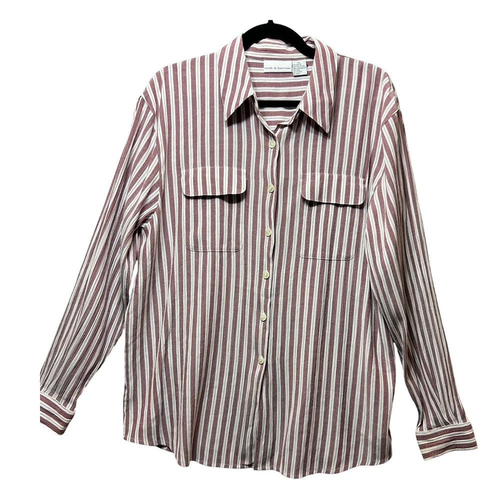 Croft & Barrow Striped Button-Up Shirt Long‎ Sleeve Collared XL
